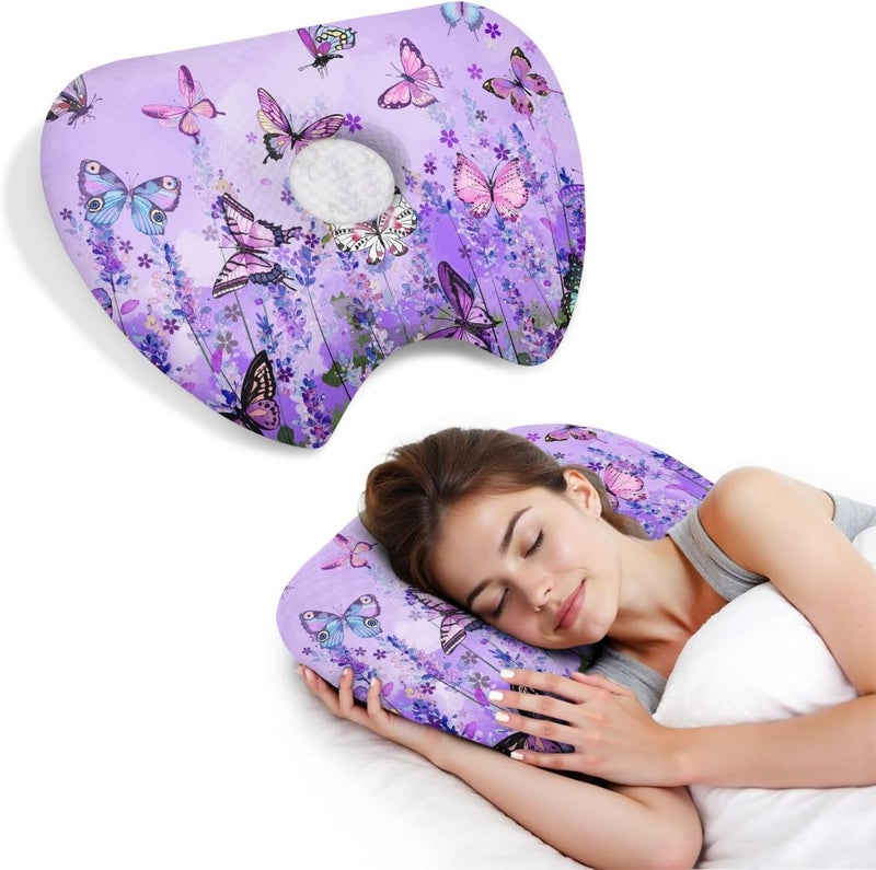 BVOKQUC Ear Piercing Pillow for Side Sleepers with Washable Cover Pillows with Holes for Ear Pain,Donut Pillow for Adults CNH Ear Pain Relief Pressure Sores Ear Pillow with Hole in Center - Image 1